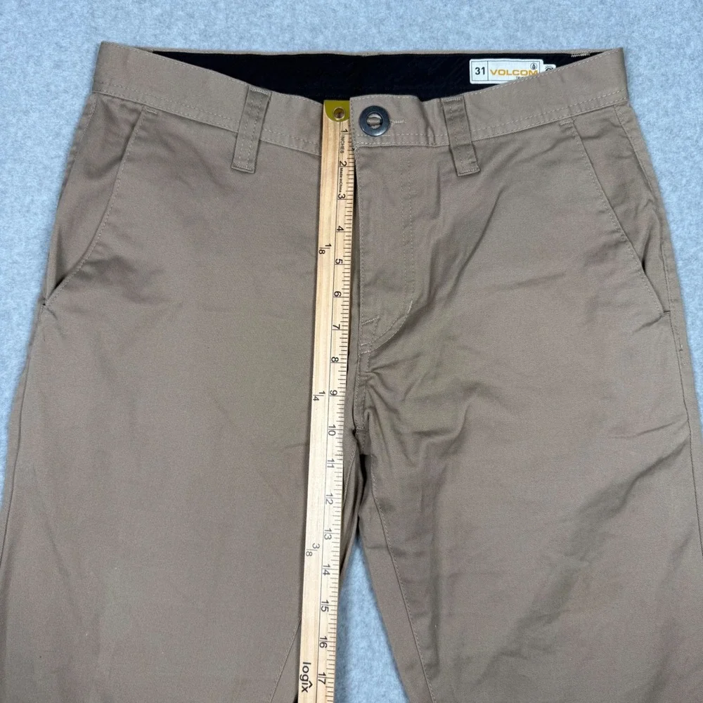 Volcom Frickin Modern Stretch Chino Pants Mens 31x32 Khaki Tan Straight Leg